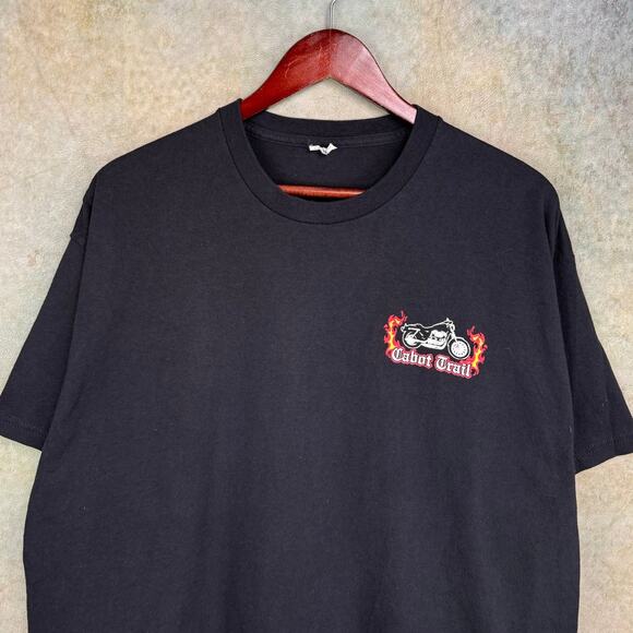 VTG Y2K Biker Flame T Shirt Sz XL Black Motorcycle Choppers Cape Breton - Picture 5 of 7